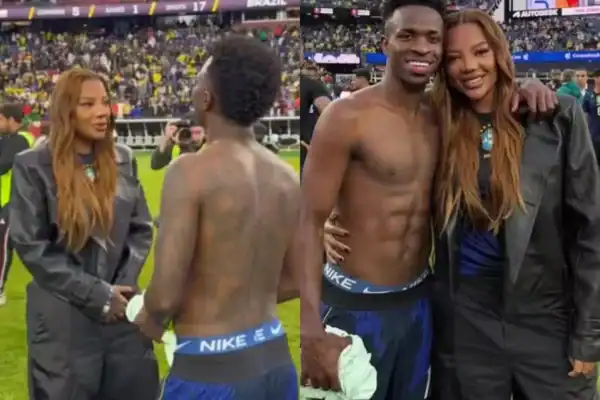 Leitura labial mostra o que Ludmilla falou a Vini Jr. depois da derrota da Seleção