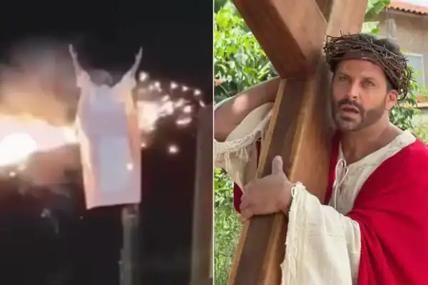 Henri Castelli tem figurino atingido por chamas durante encenação de ‘A Paixão de Cristo’