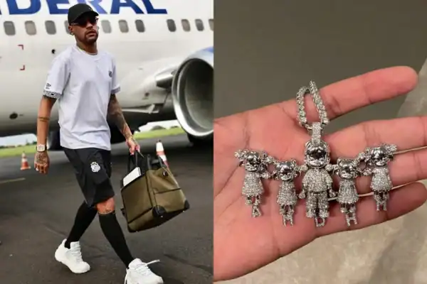 Neymar exibe cordão em homenagem aos filhos e detalhe chama atenção