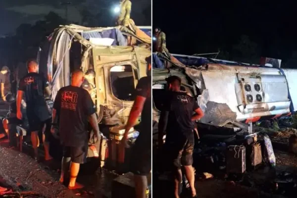 Ônibus da banda de forró de Núzio Medeiros sofre acidente na BR-316 e deixa feridos