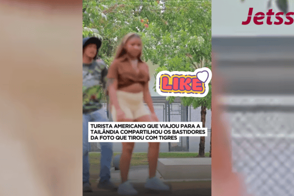 Turista americano que viajou para a Tailândia compartilhou os bastidores da foto que tirou com tigres