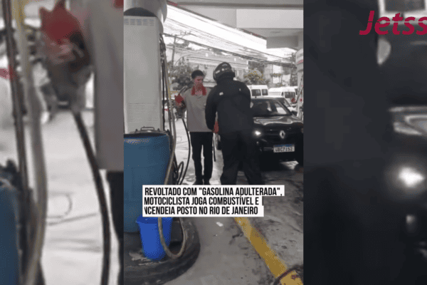 Revoltado com ‘gasolina adulterada’, motociclista joga combustível e incendeia posto no Rio de Janeiro