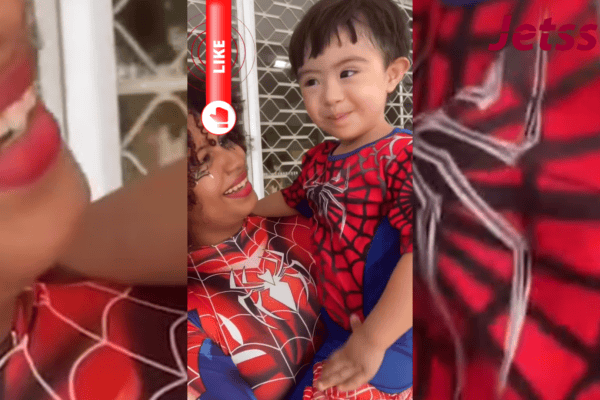Criança se emociona ao ver babá fantasiada de Mulher-Aranha