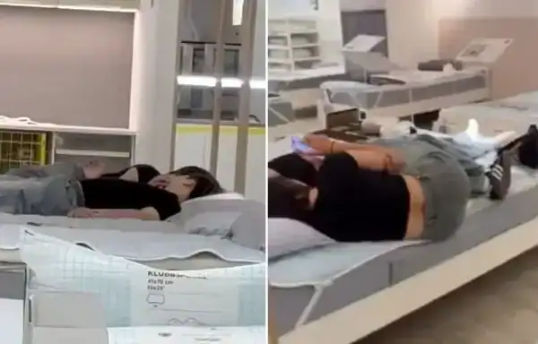 Casal é flagrado em suposto momento em cama de loja de móveis e vídeo viraliza