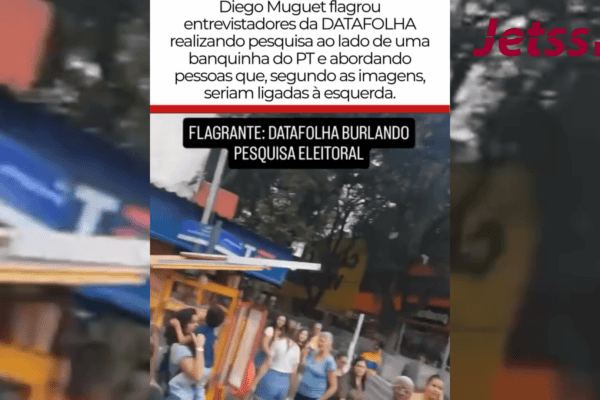 Diego Muguet flagrou entrevistadores da Datafolha realizando pesquisa ao lado de uma banquinha do PT