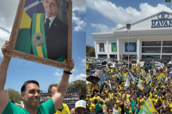 Flávio promove carreata em São Luís (MA) exibindo quadro de Jair e faz parada na Havan